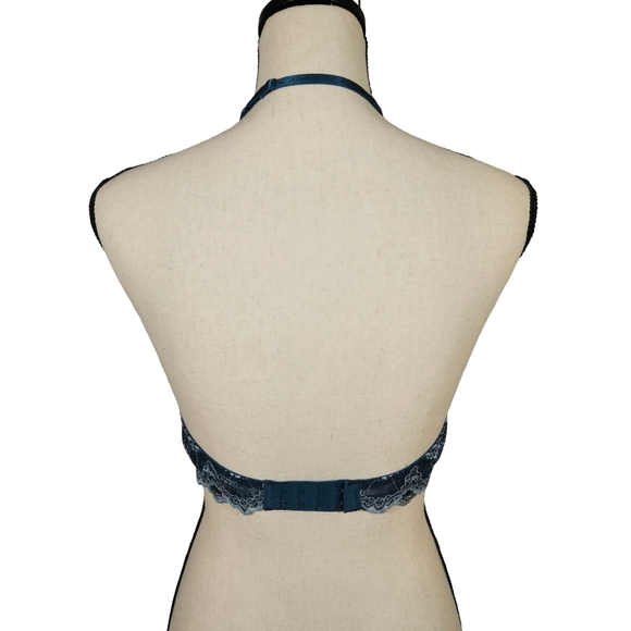 Free People Intimates Lace Halter Bralette With Underwire,  Dark Teal, Medium - Picture 3 of 16